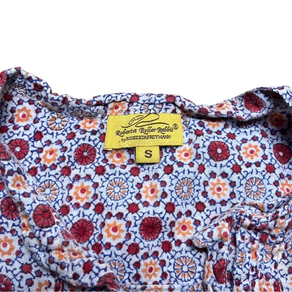 Roberta Roller Rabbit Tunic Top Small Bohemian Pleated Artsy Beach Oversized - Picture 4 of 5